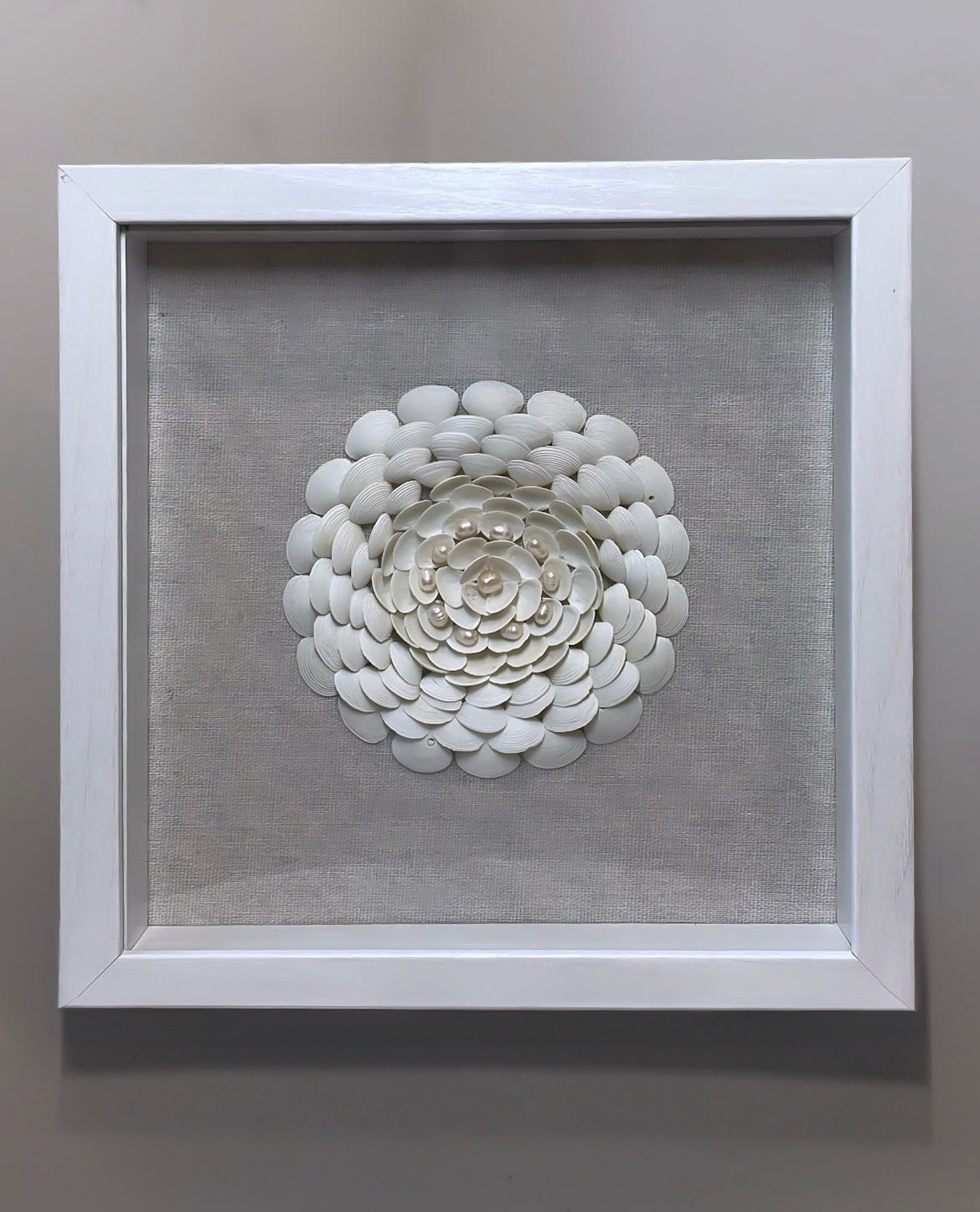 Eclipse – Handcrafted White Seashell Bloom Wall Art, Elegant Coastal Home Decor
