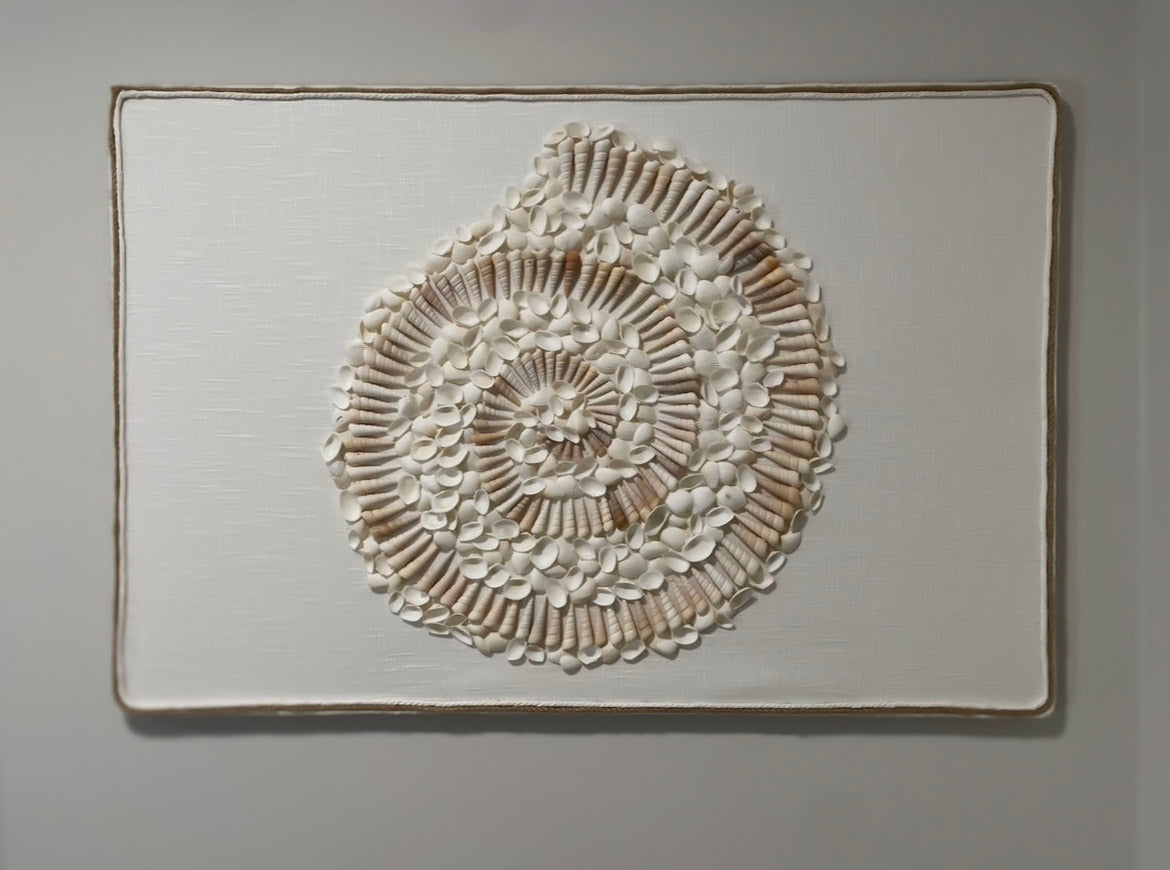 Seashell Spiral Wall Art – Handcrafted Coastal Decor, Nautical Beach-Inspired Design