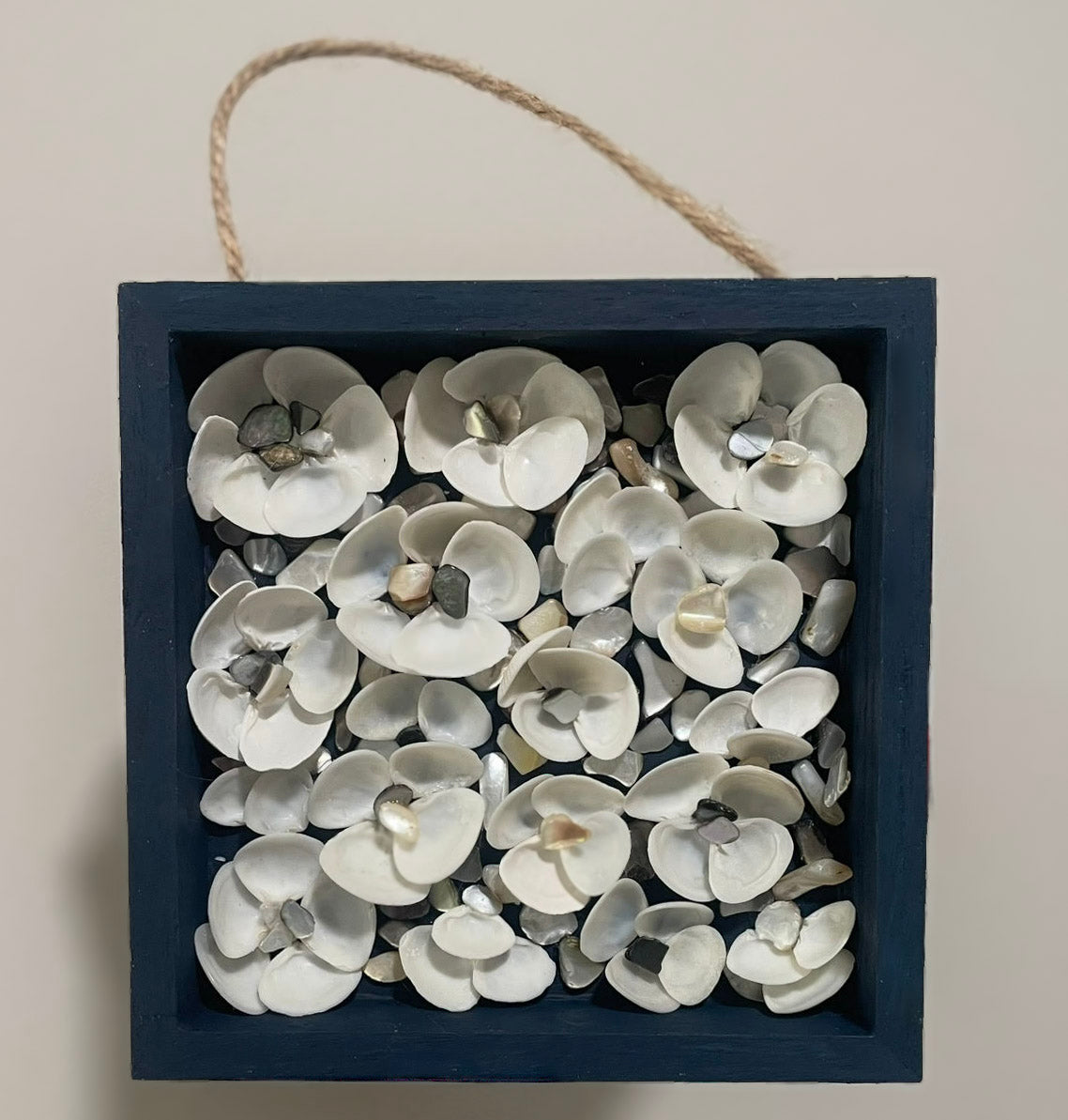 Coastal Bloom Seashell Shadow Box – Handcrafted Nautical Wall Art