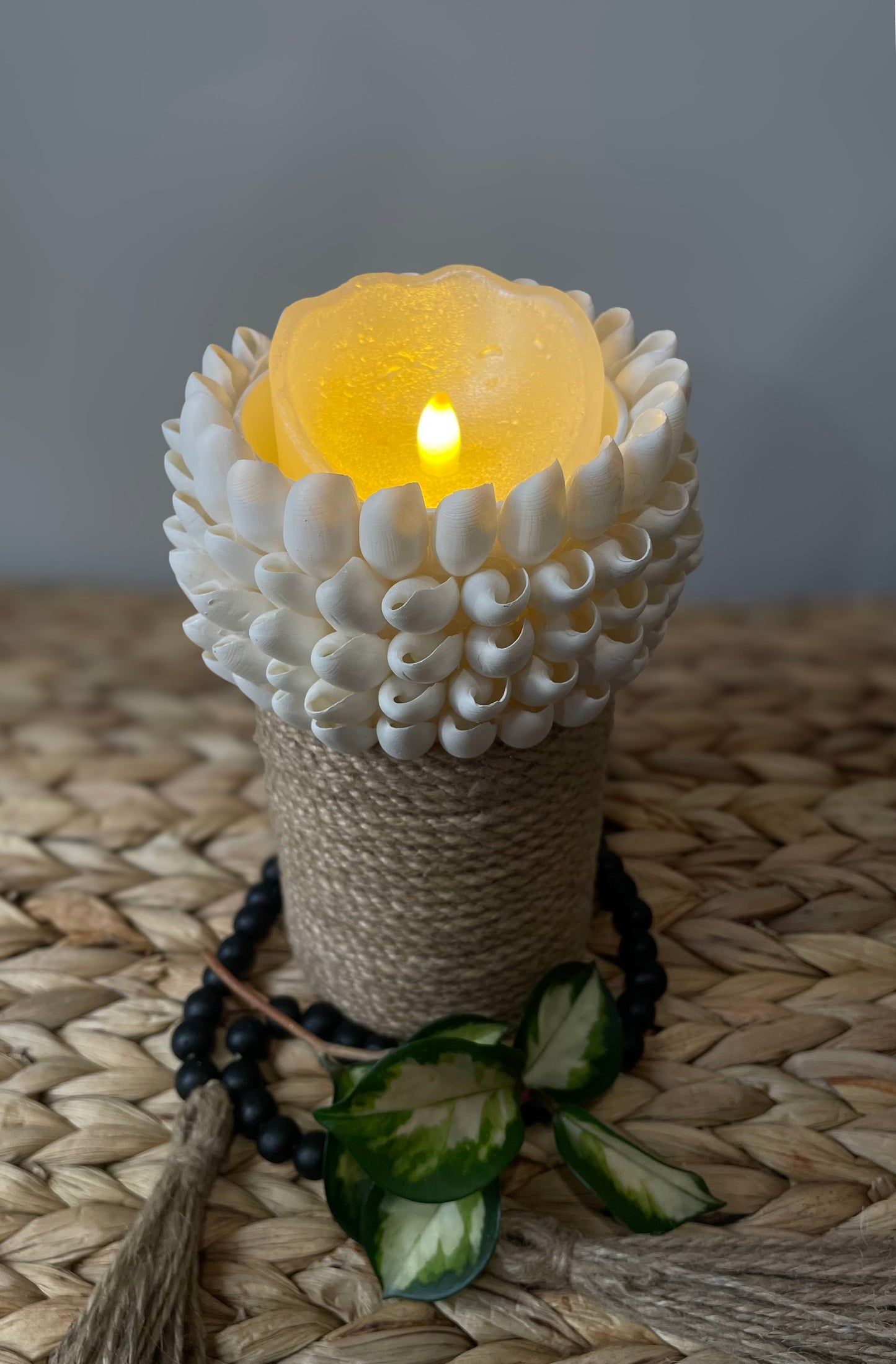 Coastal Glow - Shell and Rope Votive