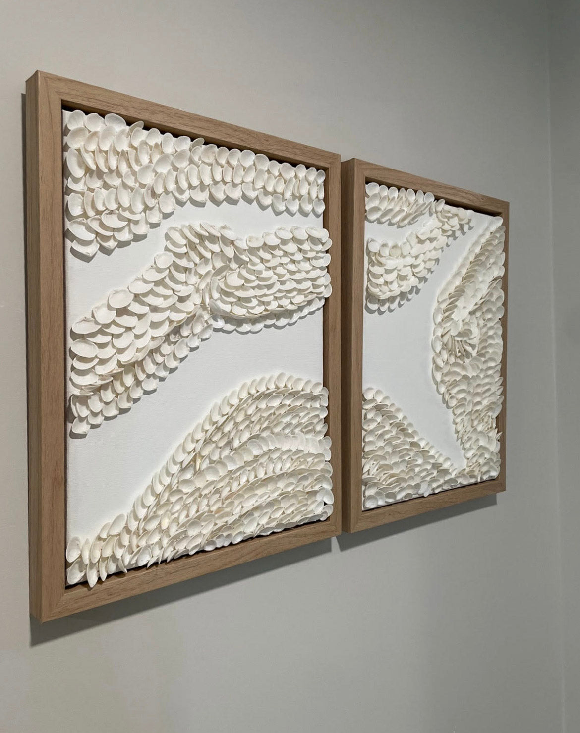 Textured Seashell Wall Art Diptych – Coastal Decor, Handmade Beach-Inspired Design