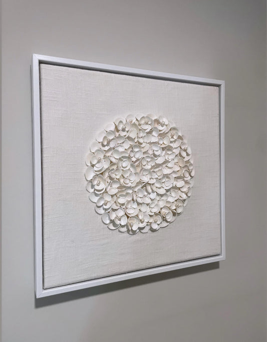 White Seashell Wall Art - Handcrafted Coastal Floral Decor