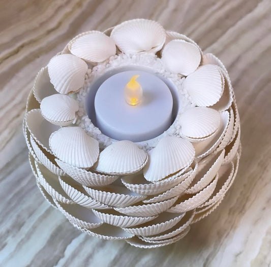 Ocean Bloom – Shell & Pebble Candle Holder