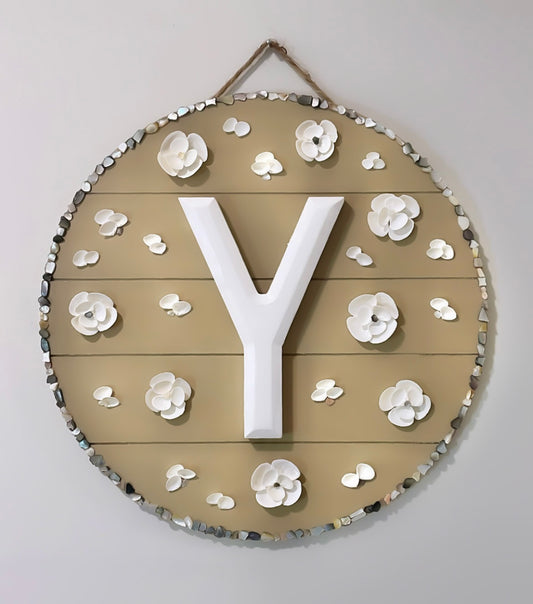 Personalized Coastal Bloom Monogram Door Hanger