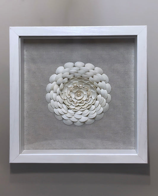 Eclipse – Handcrafted White Seashell Bloom Wall Art, Elegant Coastal Home Decor