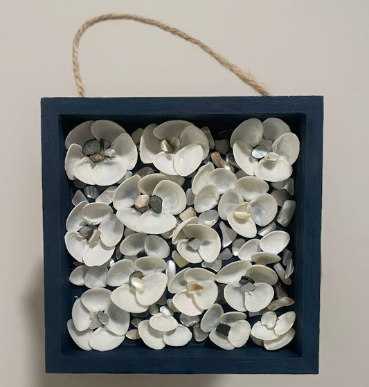 Coastal Bloom Seashell Shadow Box – Handcrafted Nautical Wall Art