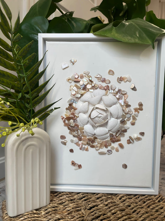 Coastal Seashell & Pebble Wall Art – Handcrafted Beach-Inspired Decor