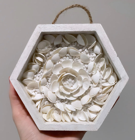 Seaside Serenity – Handmade Shell Floral Art